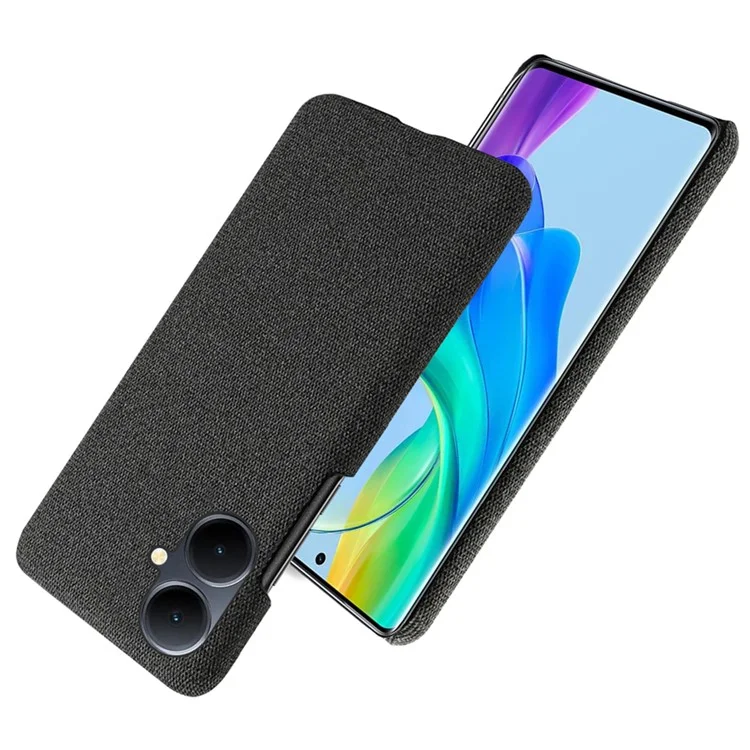 Für vivo Y78+ 5G Cloth+Hard PC Phone Case Anti-Scratch Stoßfest Cover - Schwarz