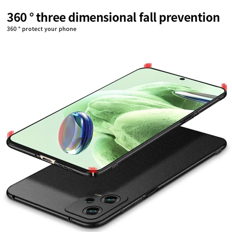 MOFI Щит Матовая серия для Xiaomi Poco X5 5G / Redmi Note 12 5G (Глобальная версия) / (Индия) Противоударный чехол для телефона с матовым покрытием из твердого ПК - Черный 