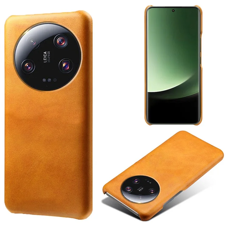 Para Xiaomi 13 Ultra Funda de Teléfono de Cuero PU+PC Textura de Ternera Antiarañazos - Naranja