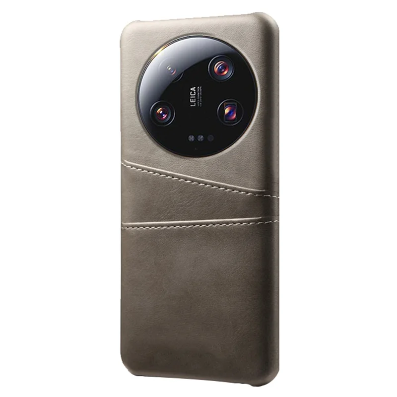 For Xiaomi 13 Ultra Phone Cover with Dual Card Slots PU Leather Coated Hard PC Phone Back Case - Grey