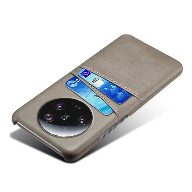 For Xiaomi 13 Ultra Phone Cover with Dual Card Slots PU Leather Coated Hard PC Phone Back Case - Grey