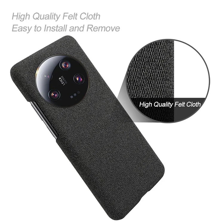 Anti-scratch Cell Phone Case for Xiaomi 13 Ultra , Cloth+Hard PC Protective Phone Cover - Black