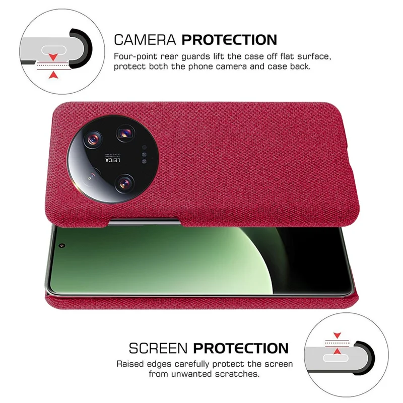 Antywłamaniowa obudowa na telefon Xiaomi 13 Ultra, ochronna obudowa z tkaniny + twardego PC – czerwona