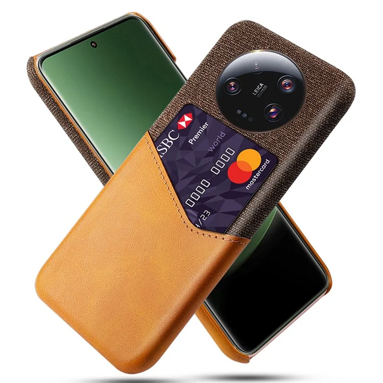 Custodia per PC rivestita in pelle PU per Xiaomi 13 Ultra, cover per telefono con texture in tessuto e slot per schede - Arancione