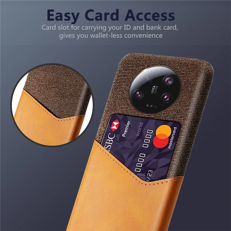 Custodia per PC rivestita in pelle PU per Xiaomi 13 Ultra, cover per telefono con texture in tessuto e slot per schede - Arancione