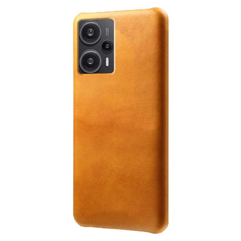 For Xiaomi Redmi Note 12 Turbo / Poco F5 5G PU Leather Coated PC Phone Case Calf Texture Anti-drop Cover - Orange