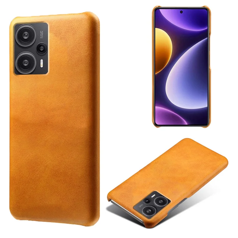For Xiaomi Redmi Note 12 Turbo / Poco F5 5G PU Leather Coated PC Phone Case Calf Texture Anti-drop Cover - Orange