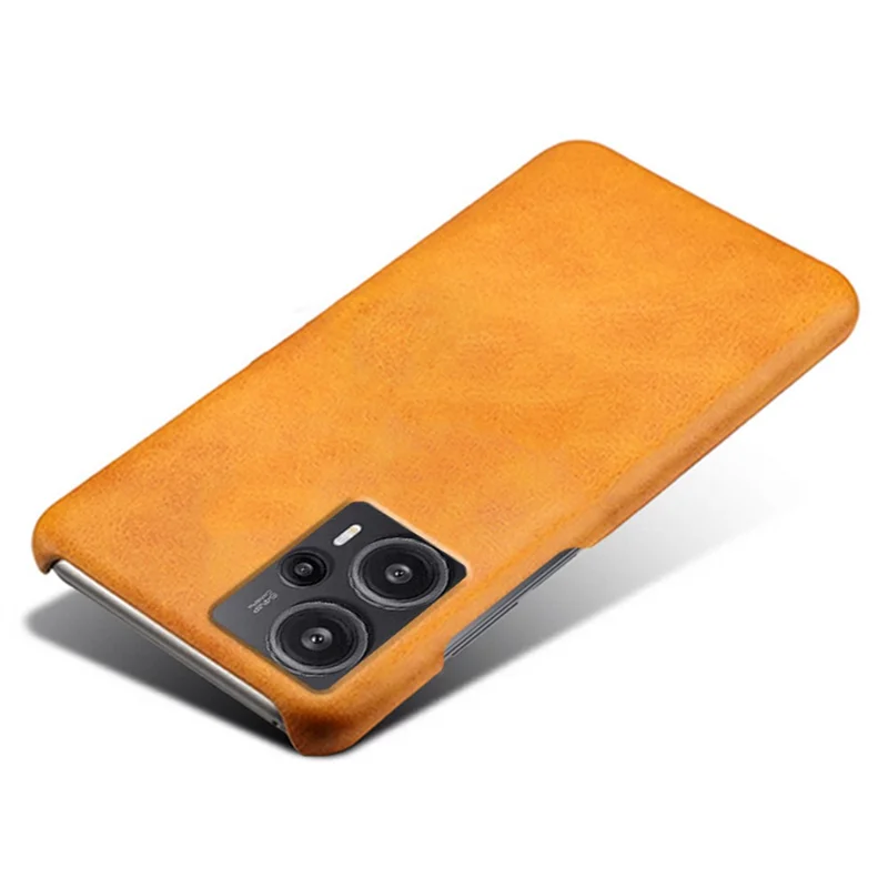 For Xiaomi Redmi Note 12 Turbo / Poco F5 5G PU Leather Coated PC Phone Case Calf Texture Anti-drop Cover - Orange