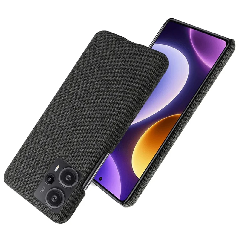 Для Xiaomi Redmi Note 12 Turbo / Poco F5 5G Cloth+Hard PC Phone Case Anti-scracth Phone Cover - Black