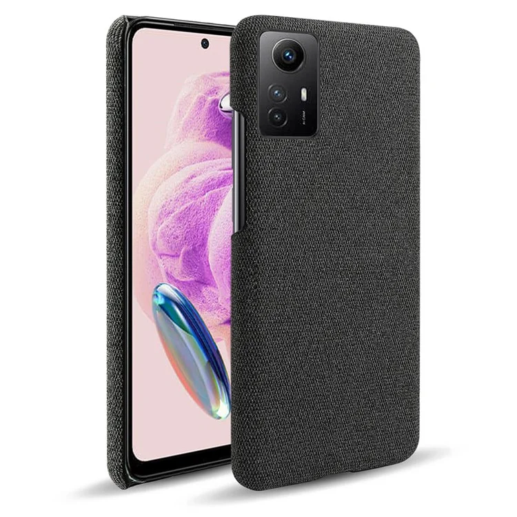 Для Xiaomi Redmi Note 12S 4G Cloth+Hard PC Phone Cover Drop-proof Protective Case - Black