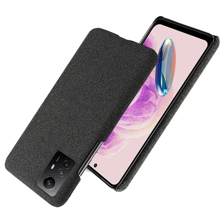 Для Xiaomi Redmi Note 12S 4G Cloth+Hard PC Phone Cover Drop-proof Protective Case - Black