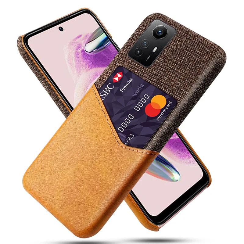 For Xiaomi Redmi Note 12S 4G Card Holder Phone Case Cloth Texture Leather Coated PC Cover - Orange