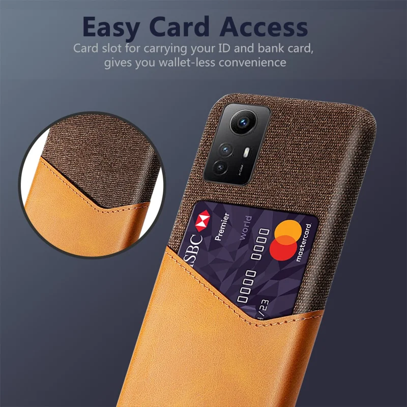 For Xiaomi Redmi Note 12S 4G Card Holder Phone Case Cloth Texture Leather Coated PC Cover - Orange