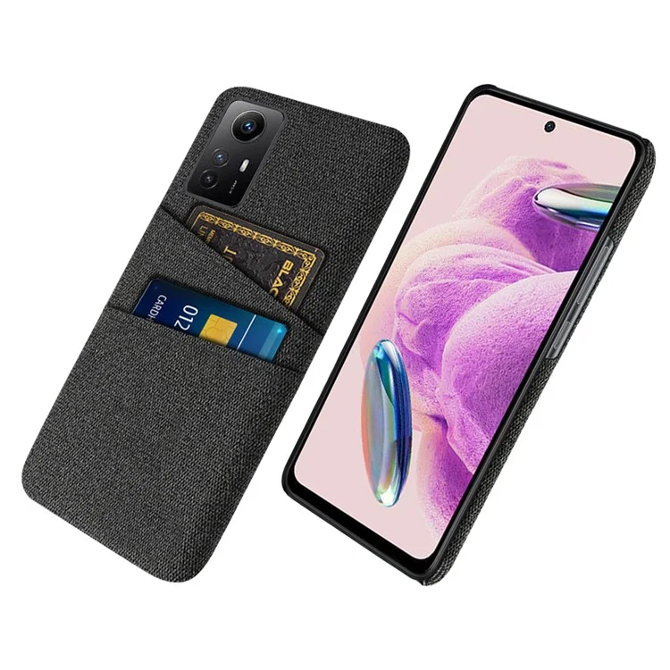 Funda para teléfono para Xiaomi Redmi Note 12S 4G, ranuras para dos tarjetas, funda de PC duro + tela para teléfono móvil - negro
