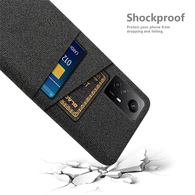 Funda para teléfono para Xiaomi Redmi Note 12S 4G, ranuras para dos tarjetas, funda de PC duro + tela para teléfono móvil - negro
