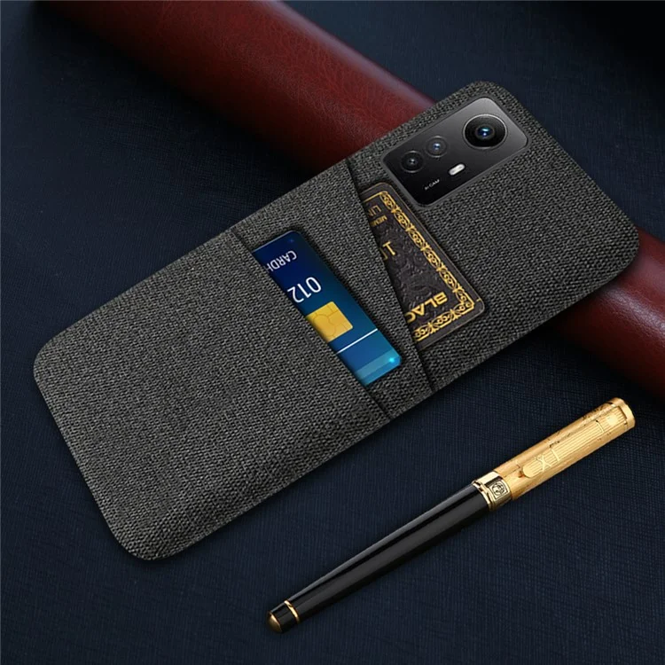 Funda para teléfono para Xiaomi Redmi Note 12S 4G, ranuras para dos tarjetas, funda de PC duro + tela para teléfono móvil - negro