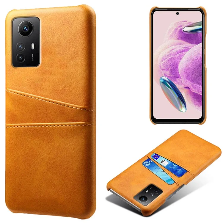 Per Xiaomi Redmi Note 12S 4G Custodia Protettiva per Telefono Slot per Schede Dual PU Rivestito in Pelle Rigida PC Cover - Arancione