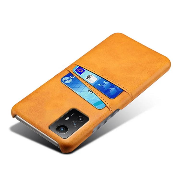 Per Xiaomi Redmi Note 12S 4G Custodia Protettiva per Telefono Slot per Schede Dual PU Rivestito in Pelle Rigida PC Cover - Arancione
