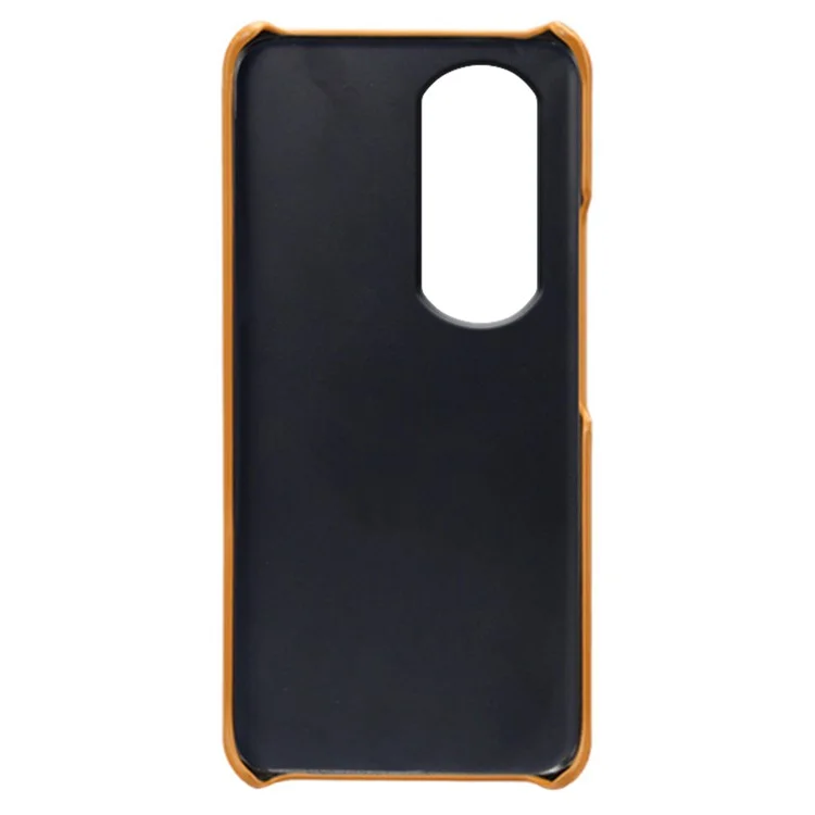 For Honor 90 Pro Dual Card Slots PU Leather Coated PC Case Anti-scratch Phone Cover - Laranja