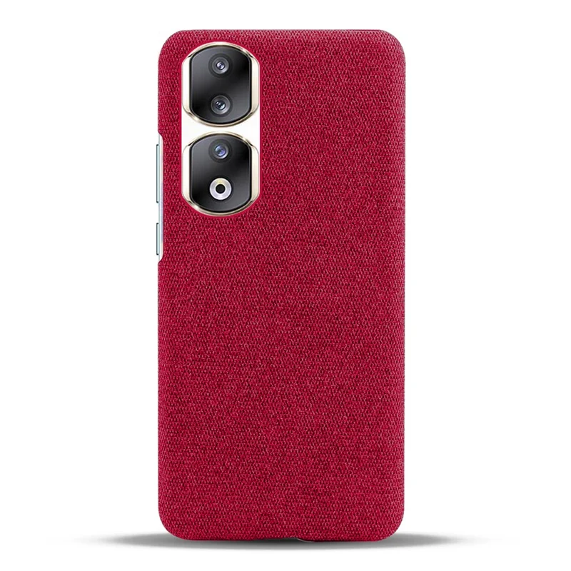 Cloth+Hard PC Protective Phone Case for Honor 90 Pro , Scratch-resistant Cell Phone Cover - Red