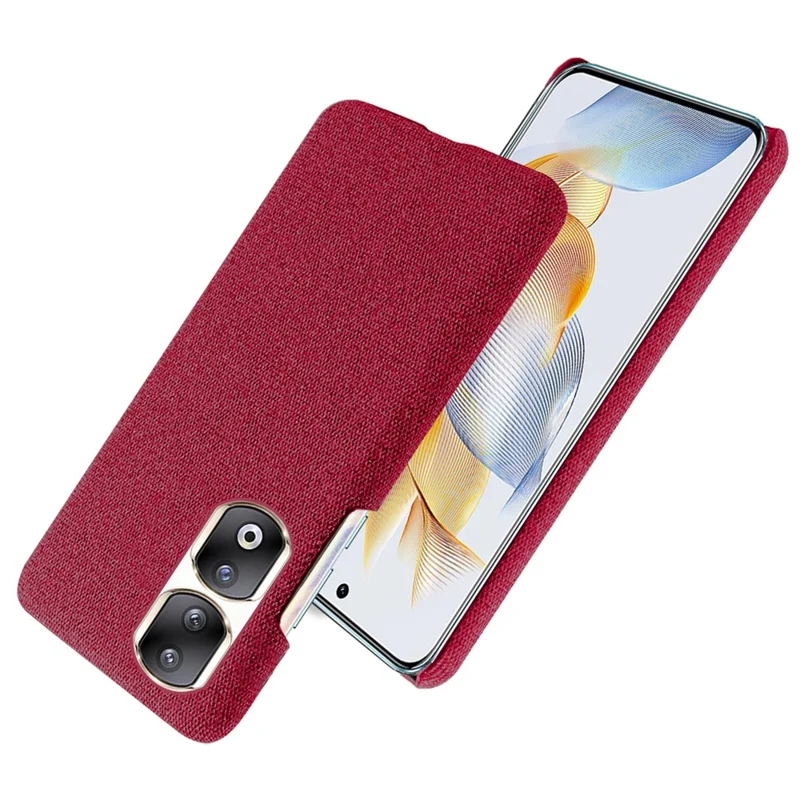 Cloth+Hard PC Protective Phone Case for Honor 90 Pro , Scratch-resistant Cell Phone Cover - Red