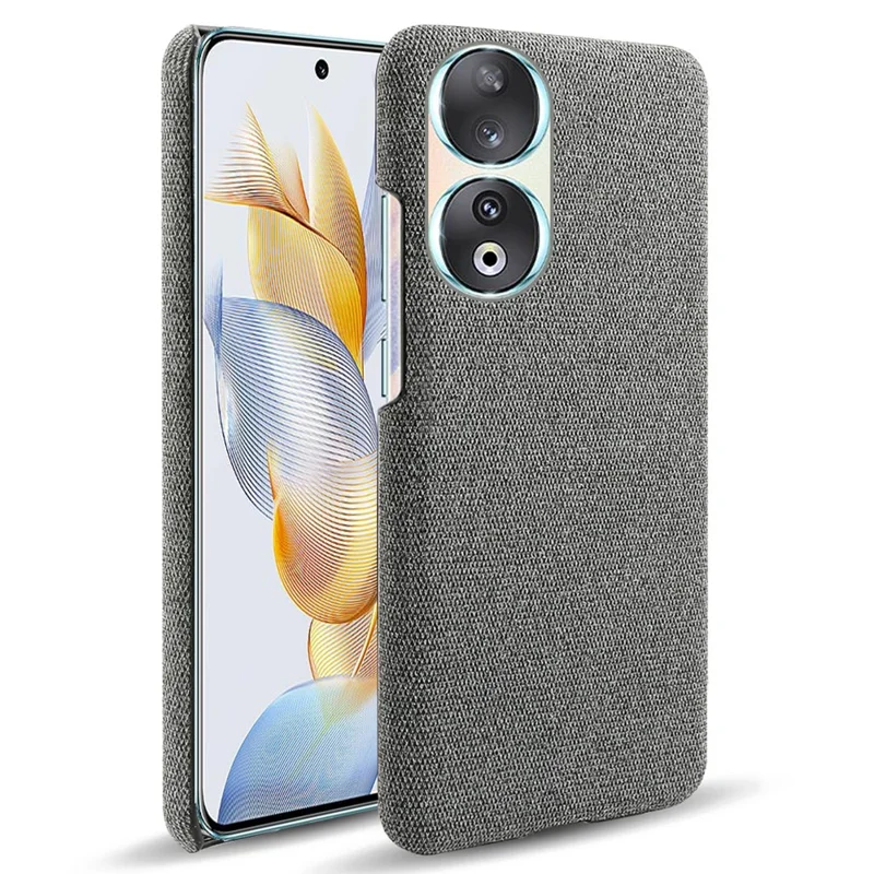 Cloth Texture Phone Case for Honor 90 , Cloth+Hard PC Anti-scratch Phone Cover - Grey