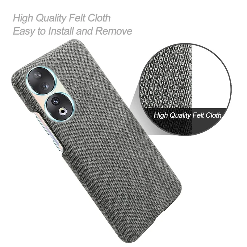 Cloth Texture Phone Case for Honor 90 , Cloth+Hard PC Anti-scratch Phone Cover - Grey