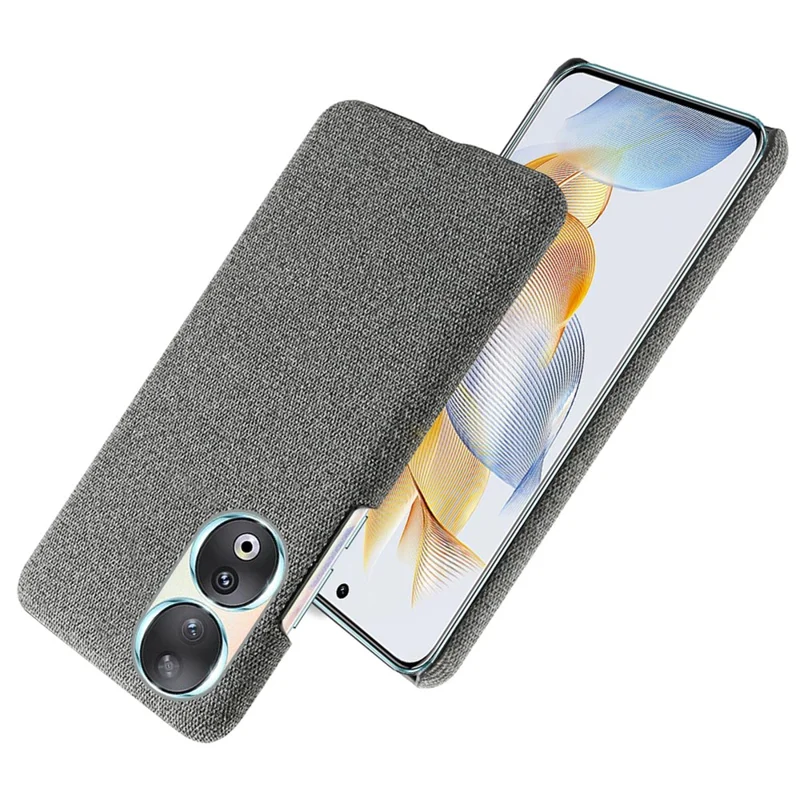 Cloth Texture Phone Case for Honor 90 , Cloth+Hard PC Anti-scratch Phone Cover - Grey