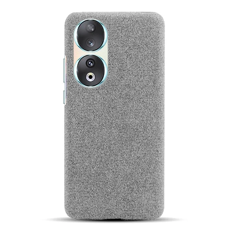 Cloth Texture Phone Case for Honor 90 , Cloth+Hard PC Anti-scratch Phone Cover - Light Grey