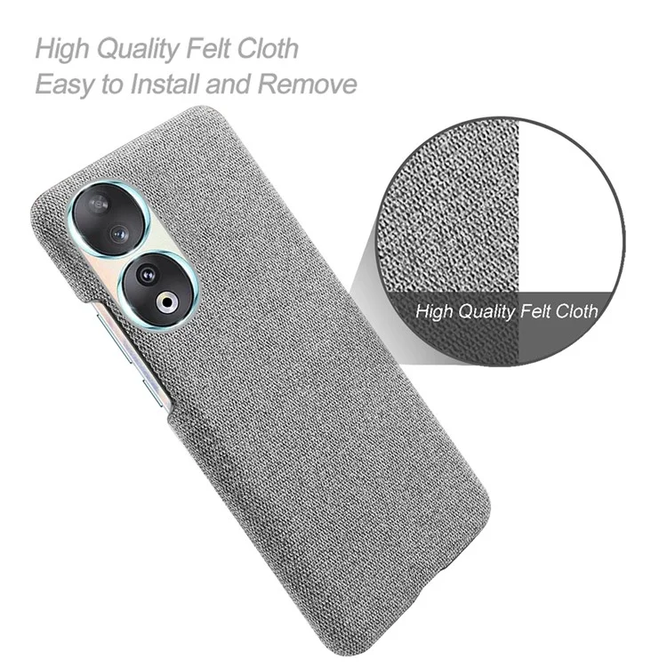 Cloth Texture Phone Case for Honor 90 , Cloth+Hard PC Anti-scratch Phone Cover - Light Grey