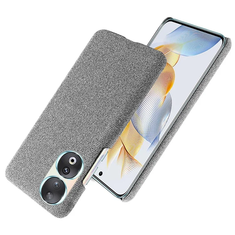 Cloth Texture Phone Case for Honor 90 , Cloth+Hard PC Anti-scratch Phone Cover - Light Grey
