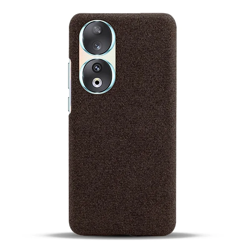 Cloth Texture Phone Case for Honor 90 , Cloth+Hard PC Anti-scratch Phone Cover - Brown