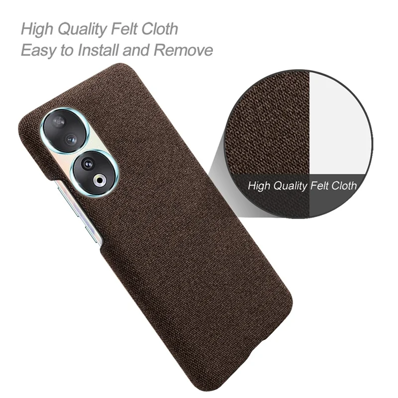 Cloth Texture Phone Case for Honor 90 , Cloth+Hard PC Anti-scratch Phone Cover - Brown