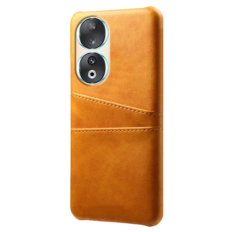 Custodia per telefono con doppio vano porta-carte per Honor 90, cover per smartphone rivestita in pelle PU - Arancione