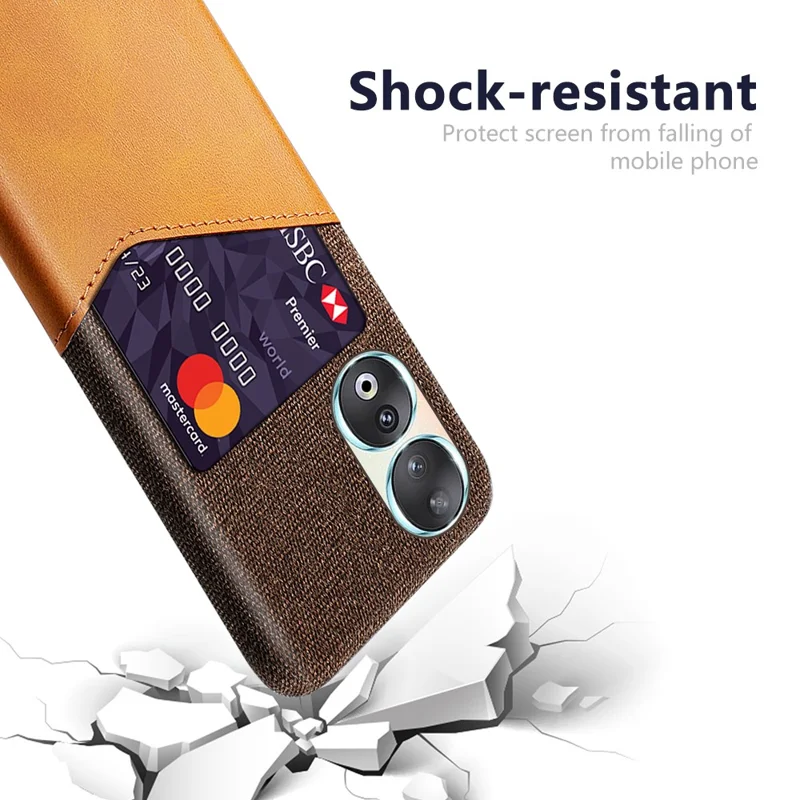 Custodia protettiva per portacarte per Honor 90, cover in pelle PU rivestita in tessuto PC - Arancione