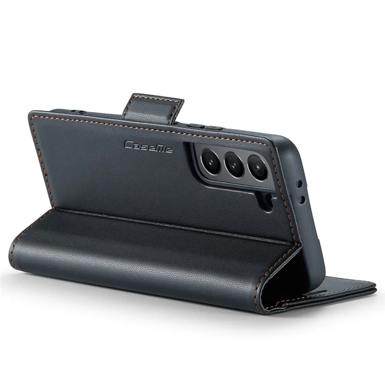 For Samsung Galaxy S21+ 5G Leather Case CASEME 023 RFID Blocking 3 Card Slot Mobile Cover - Black