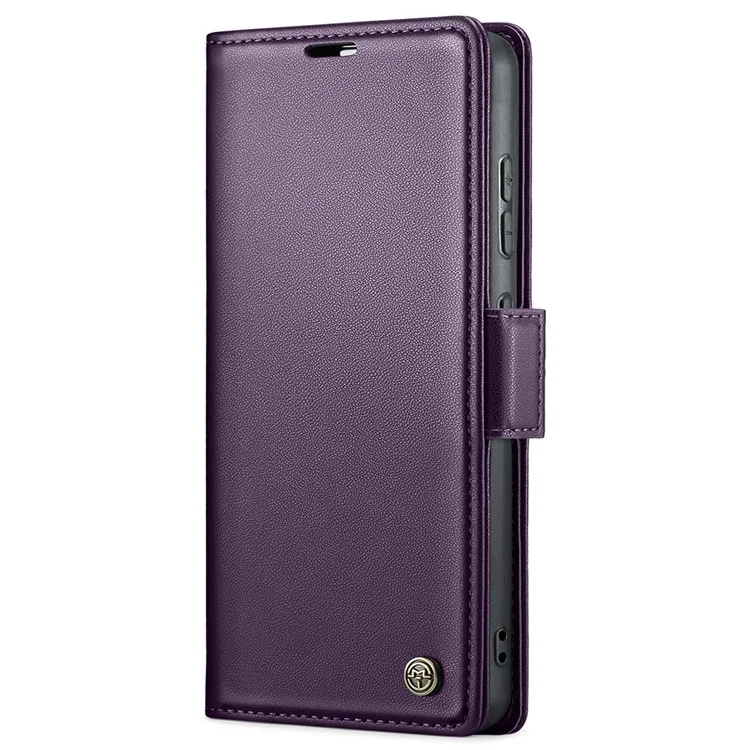 For Samsung Galaxy S21 Ultra 5G Leather Case CASEME 023 RFID Blocking 3 Card Slot Mobile Cover - Purple