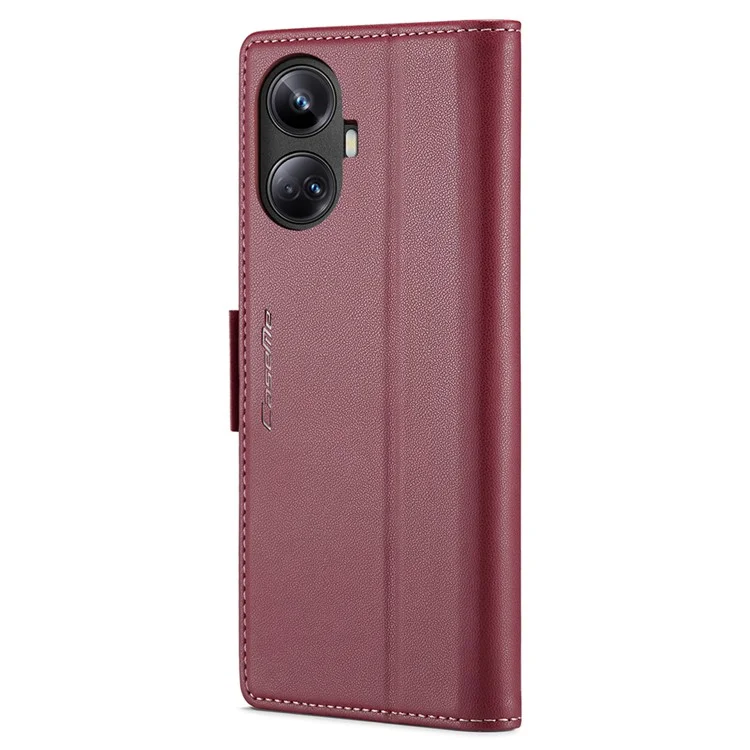 CASEME 023 Series для Realme 10 Pro+ 5G Кожаный телефонный чехол-книжка с текстурой личи RFID-блокировка Чехол-кошелек со стандом - Красный