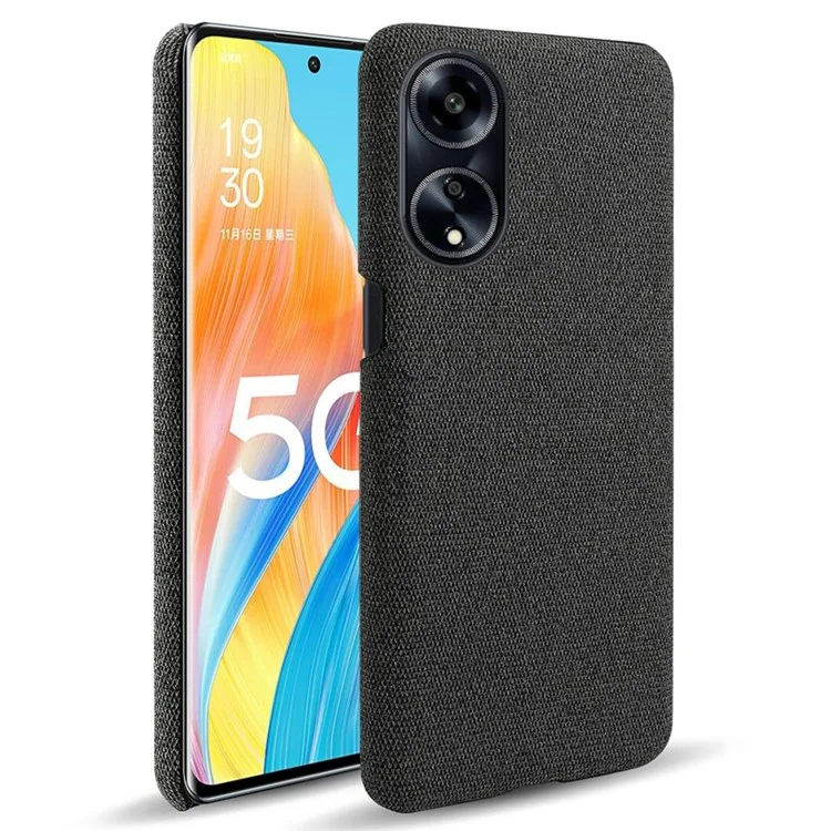Étui pour téléphone pour Oppo A1 5G / A98 5G / F23 5G, coque de protection à double couche en tissu + PC dur - Noir