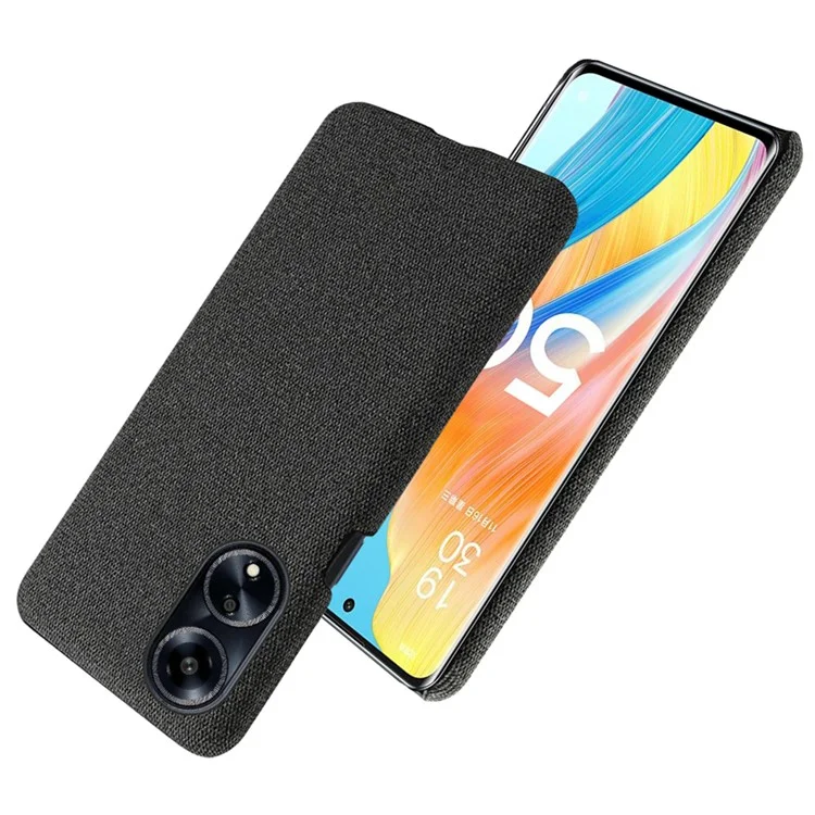 Étui pour téléphone pour Oppo A1 5G / A98 5G / F23 5G, coque de protection à double couche en tissu + PC dur - Noir