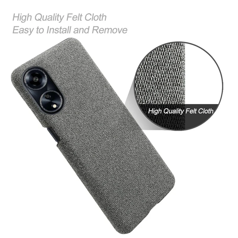 Phone Case for Oppo A1 5G / A98 5G / F23 5G , Dual Layer Cloth+Hard PC Protective Cover - Grey
