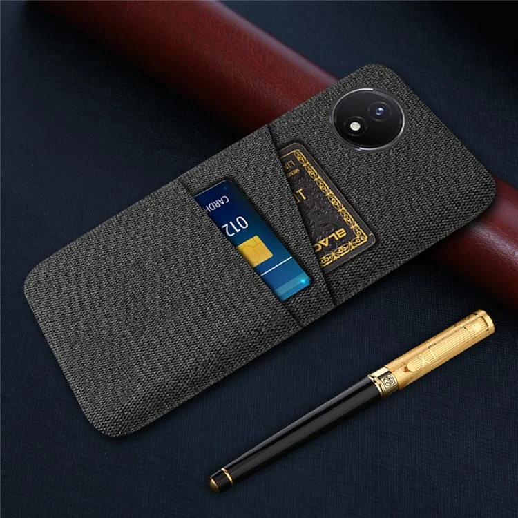 Cover per telefono per vivo Y02 4G / Y02A 4G / Y11 (2023) Custodia di protezione in PC duro + panno con doppio porta carte Anti-graffio - Nero
