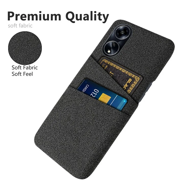Cell Phone Cover for Oppo A1 5G / A98 5G / F23 5G Hard PC + Cloth Dual Card Holder Phone Case - Black