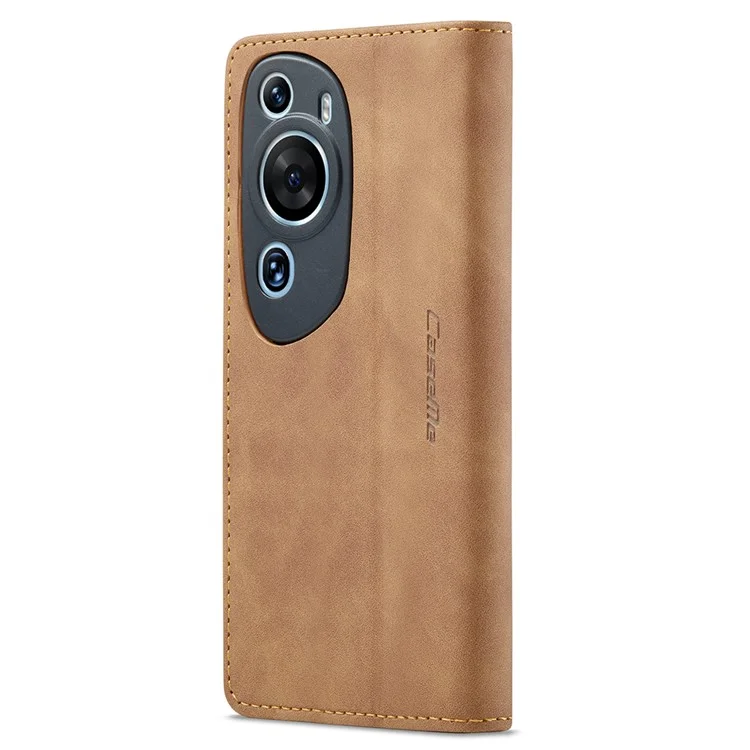 CASEME 013 Serie Para Huawei P60 Art Carcasa de Cartera de Piel de PU con Soporte - Marrón