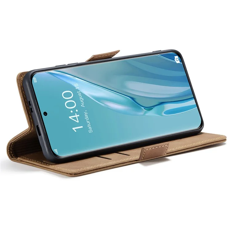 CASEME 013 Serie Para Huawei P60 Art Carcasa de Cartera de Piel de PU con Soporte - Marrón