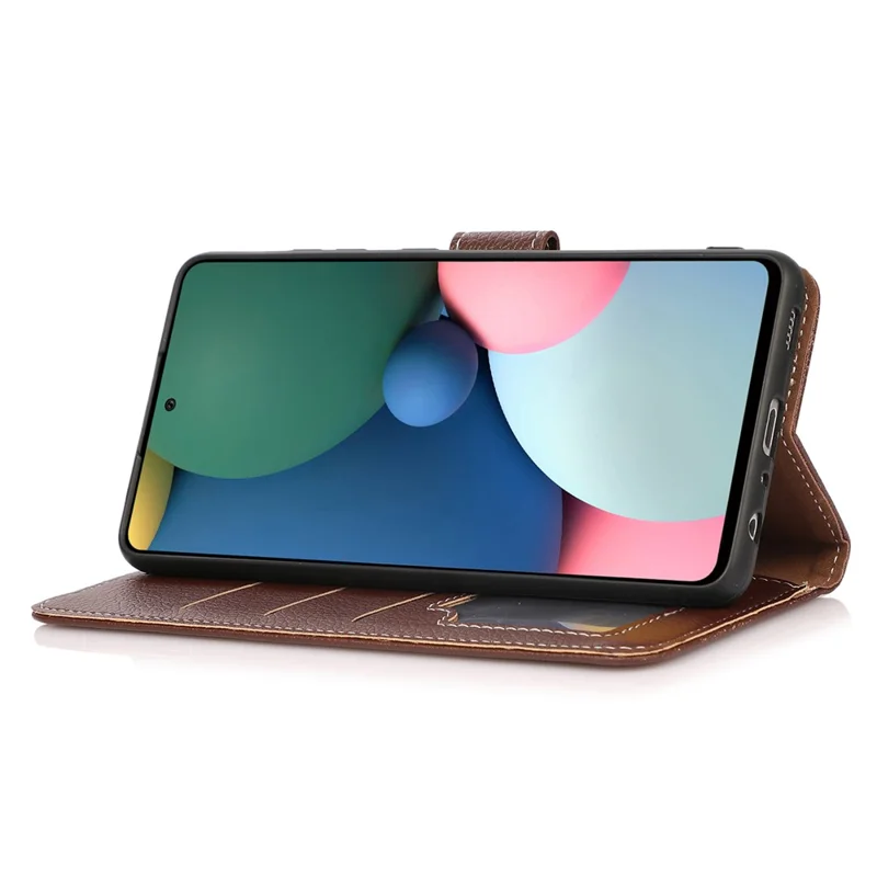 For iPhone 15 Pro PU Leather Wallet Case Litchi Texture Foldable Stand Phone Cover - Brown