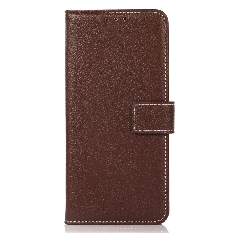 For iPhone 15 Pro PU Leather Wallet Case Litchi Texture Foldable Stand Phone Cover - Brown