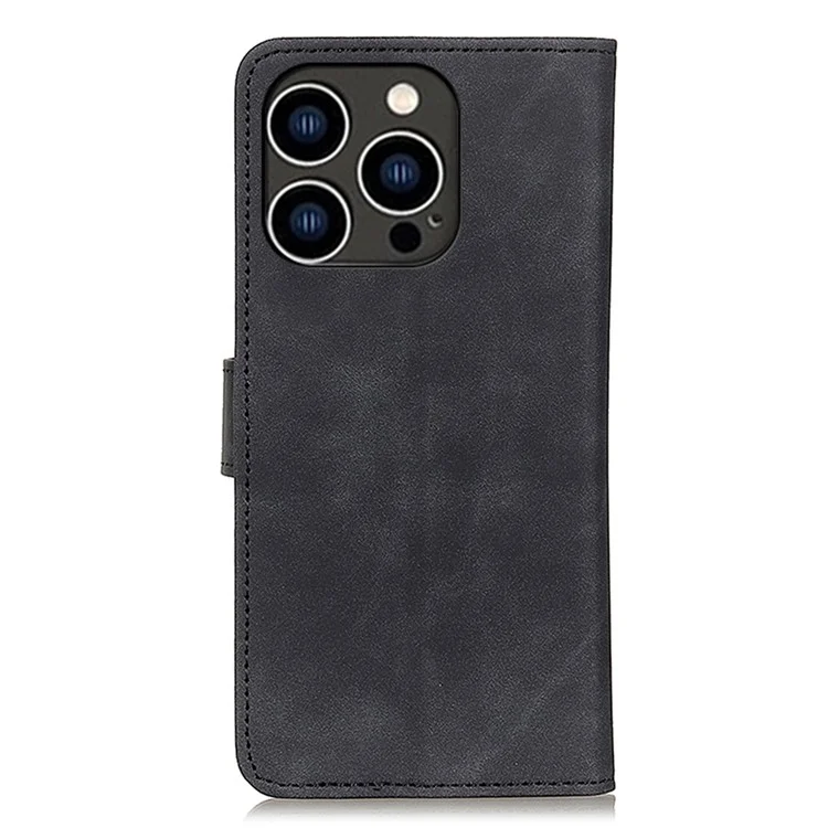 KHAZNEH Per iPhone 15 Pro Max Retro Custodia in pelle PU Telefono Custodia Anti-urto Portafoglio Stand Cover - Nero