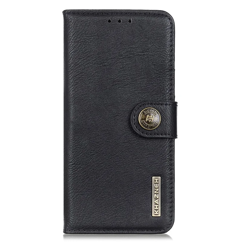 KHAZNEH для iPhone 15 Pro Кожаный кошелек Стойка Чехол для телефона Faux Leather Texture Drop-proof Cover - Black