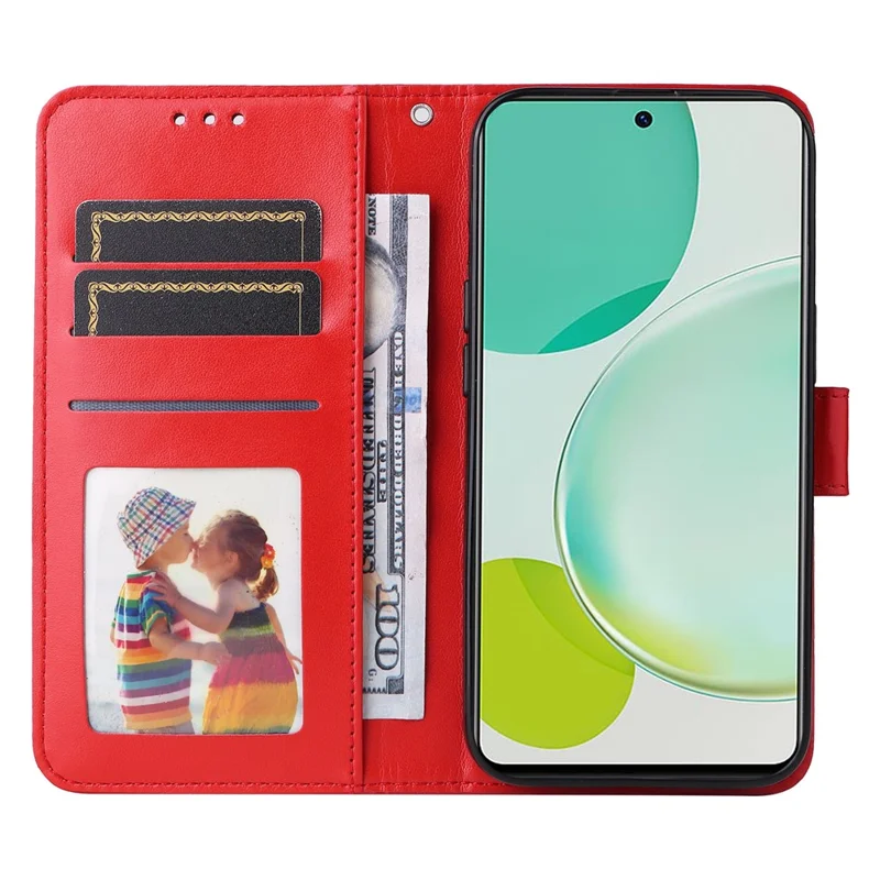 For Huawei nova 11i / Maimang 20 / Enjoy 60 Pro Sunflower Imprinted Stand PU Leather Cover Wallet Case - Red
